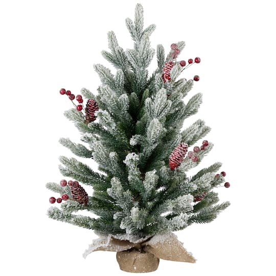 25" Unlit Real Touch™️Flocked Fir Pine Artificial Potted Christmas Tree